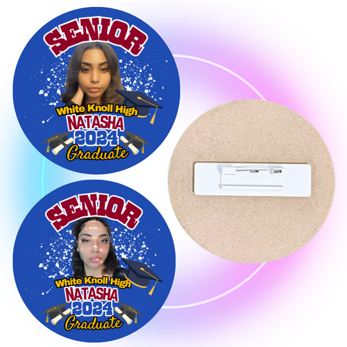 Graduation/Memorial Pins RESTOCKING SOON - customized t-shirts, Birthday Party Shirt, Customized Tumblers, Customizable diaper bags, personalized headbands, Customized Mugs, Customized Bottles, Customized License Plate, Custom Mouse Pad -  T's Custom Gifts